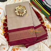 Kilim Beige with Maroon Border Semi Soft Silk Saree-VS276